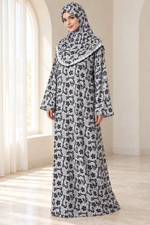 Yaqeen Women’s One-Piece Islamic Prayer Dress with Attached Hijab