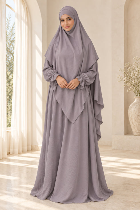 Yaqeen Women’s Abaya and Diamond-Cut Khimar Two-Piece Prayer Set