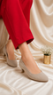 Women Round Toe Kitten Heel Shoes Nude Suede G-20