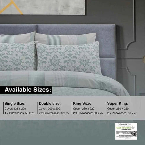 100% Pure Cotton Istanbul Green Duvet Covers - Stylish Prints