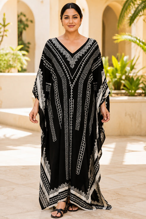 Miss Lavish London Women’s Plus Size Kaftan Dress – Batwing Beach Cover-Up for Summer Holidays
