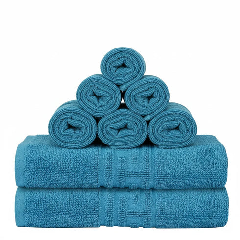 Soft and Premium Egyptian Cotton Towels - 500 GSM Teal, Set of 8
