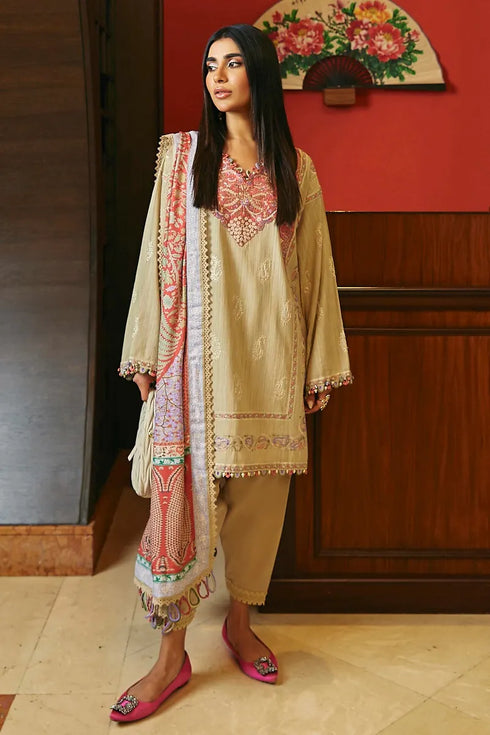 Sana Safinaz Embroidered Slub 3 piece Suit M233-012A-CP