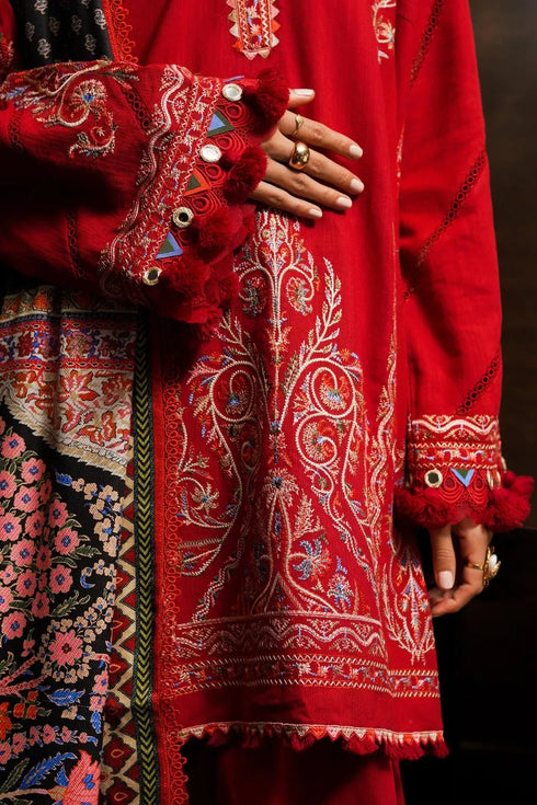 Sana Safinaz Embroidered Slub 3 piece Suit M233-019B-CP