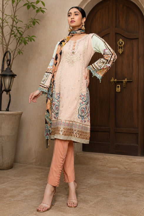 Simrans Pret Lawn with Chiffon Dupatta 3 piece suit - AL163