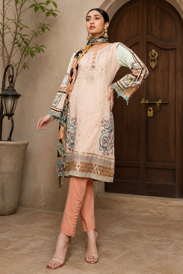 Simrans Pret Lawn with Chiffon Dupatta 3 piece suit - AL163