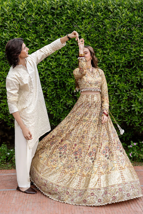 Ramsha Embroidered Raw Silk Lehnga Choli SF-02- JHILMIL