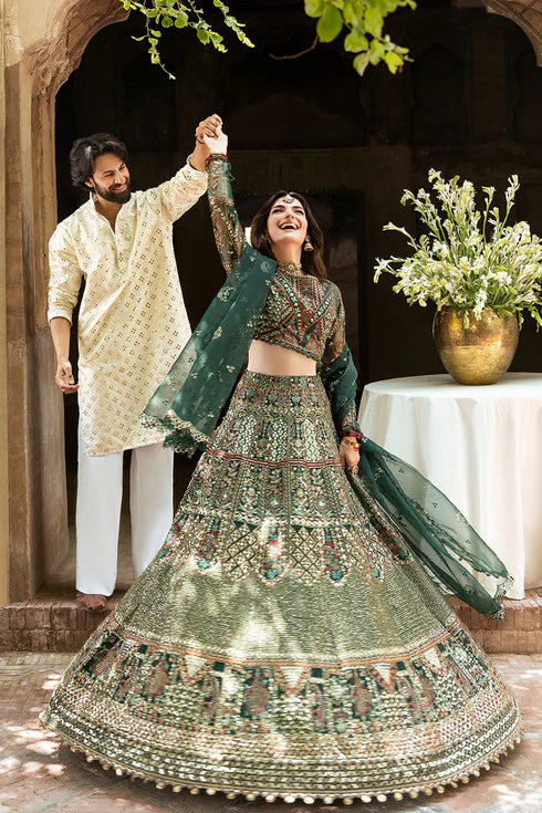 Ramsha Embroidered Organza Lehnga Choli SF-06- YAAD