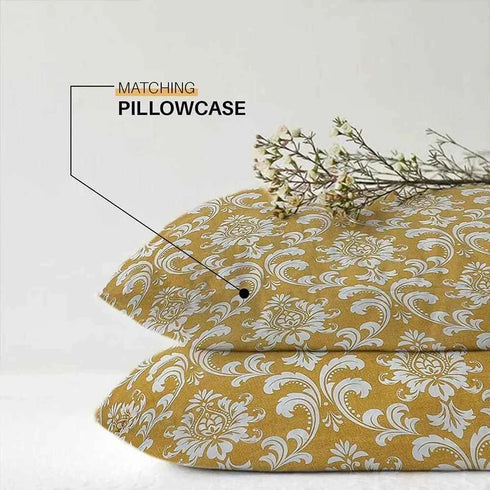 Istanbul Mustard Duvet Cover Set | 100% Cotton | Stylish Print