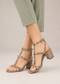 Women's Nude Patent Gladiator Block Heel Sandals Multi Strap Open Toe BS-7