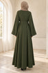 Women’s Plain Abaya Maxi Dress with Long Sleeves and Self-Tie Belt