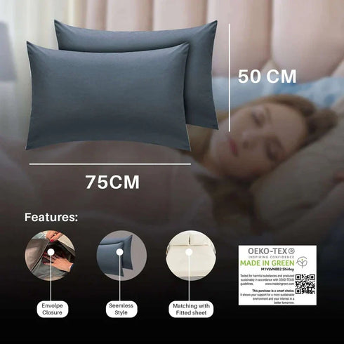 Easy-Care Non-Iron Percale Green Pillow Cases | Divine Textiles (Pair of 2)