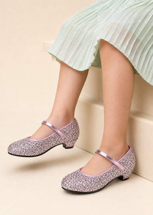 Kids Pink Glitter Shoes BS-41