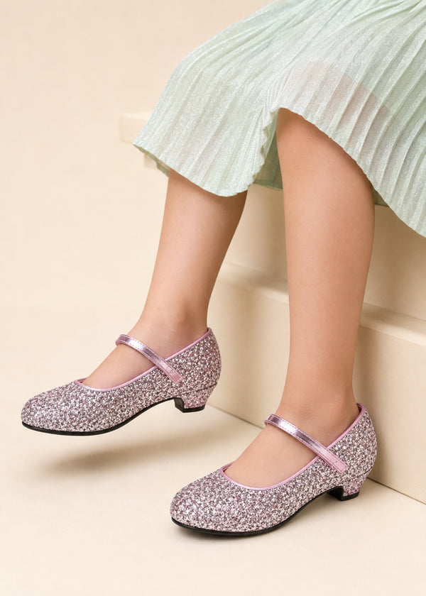 Kids Pink Glitter Shoes BS-41