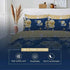 Pure Cotton Printed Duvet Cover - Premium Quality - Navy Mustard Roses