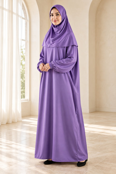 Women’s Muslim Prayer Dress Set with Hijab and Prayer Beads