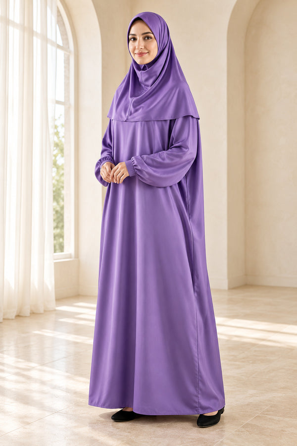 Women’s Muslim Prayer Dress Set with Hijab and Prayer Beads