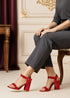 Low Block Heel Sandals Red Pat G-1840