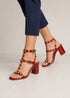 Women's Red Patent Gladiator Block Heel Sandals Multi Strap Open Toe BS-7