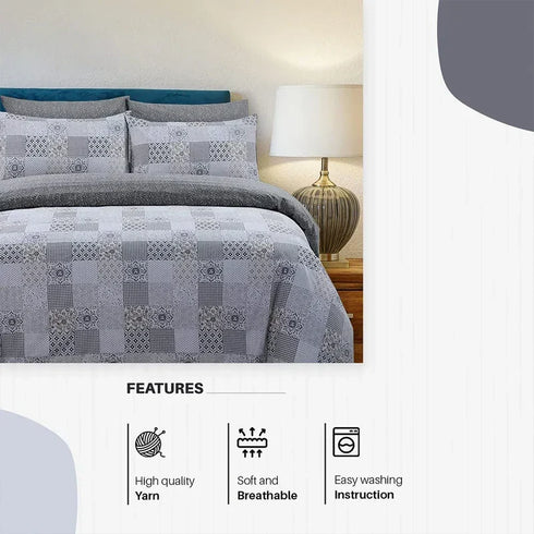 Soft Cotton Quilted Duvet Cover Set - Marrocoas Printed Reversible