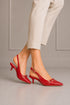 Women's Red Slingback Kitten Heel Pointed Toe Shoes Latex Insole — G-56955-4