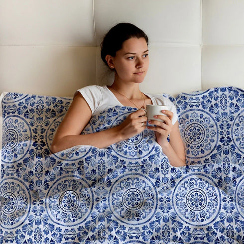 Greek Blue Duvet Cover Set - 100% Cotton for a Stylish Bed