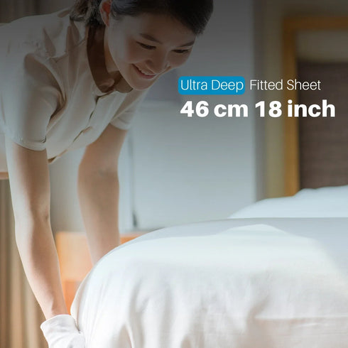 200 Thread Count 46cm Fitted Sheet - 100% Egyptian Cotton, White