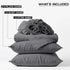 4 Piece Complete Bedding Set Duvet Cover Set With Fitted Bed Sheet & Pillowcases - Grey