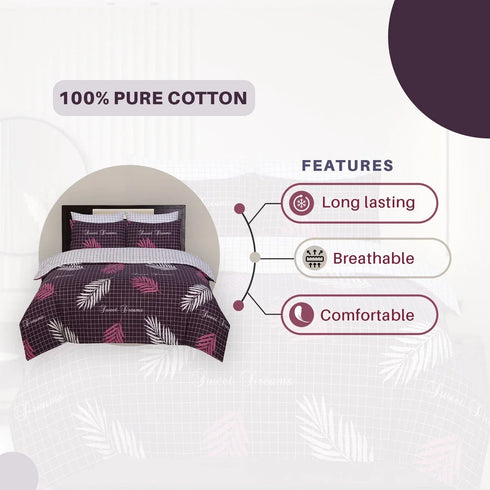 Sweet Dream Aubergine Duvet Cover Set - 100% Cotton for a Stylish Bed