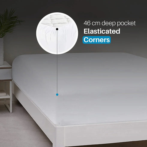 200 Thread Count 46cm Fitted Sheet - 100% Egyptian Cotton, White