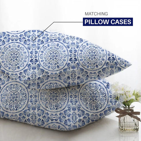 Greek Blue Duvet Cover Set - 100% Cotton for a Stylish Bed