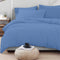 4 Piece Complete Bedding Set Duvet Cover Set With Fitted Bed Sheet & Pillowcases - Mid Blue