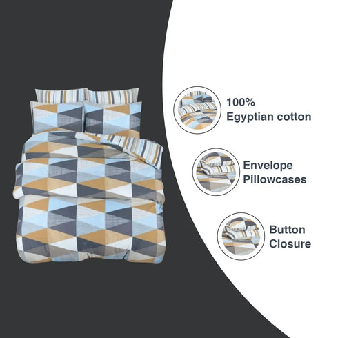 M33 Multi Duvet Cover Set - 100% Cotton for a Stylish Bed