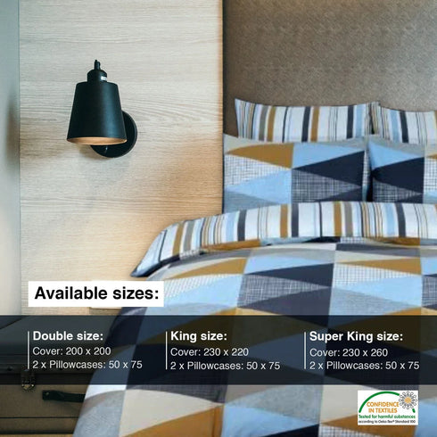 M33 Multi Duvet Cover Set - 100% Cotton for a Stylish Bed