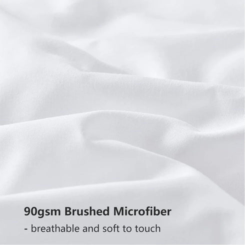 4 Piece Complete Bedding Set Duvet Cover Set With Fitted Bed Sheet & Pillowcases - White