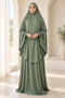 Women’s Two-Piece Prayer Set with Short Khimar and Elastic Waist Skirt