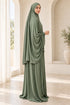 Women’s Two-Piece Prayer Set with Short Khimar and Elastic Waist Skirt