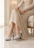 Silver Glitter Round Toe Diamante Stiletto High Heel Court Shoes – 014