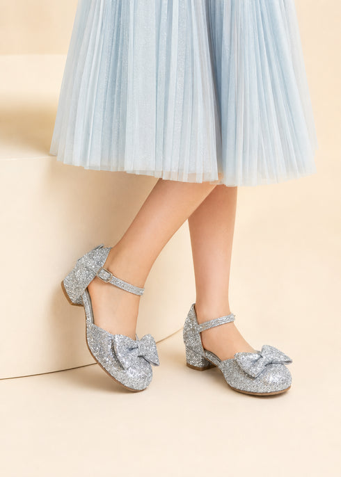 Kids Silver Glitter Shoes BS-608