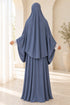 Women’s Two-Piece Prayer Set with Short Khimar and Elastic Waist Skirt