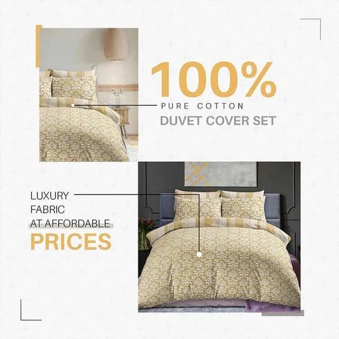 Istanbul Mustard Duvet Cover Set | 100% Cotton | Stylish Print
