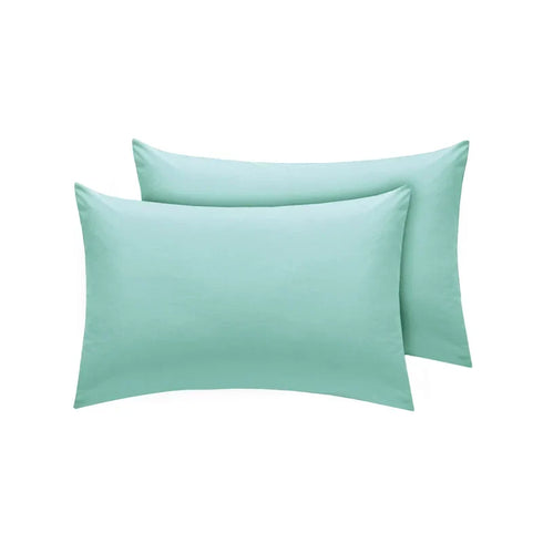 Easy-Care Non-Iron Percale Green Pillow Cases | Divine Textiles (Pair of 2)