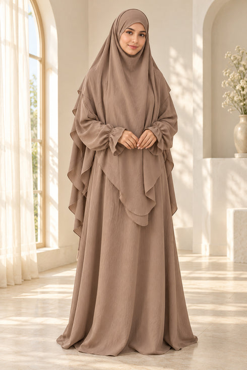 Yaqeen Women’s Abaya and Diamond-Cut Khimar Two-Piece Prayer Set