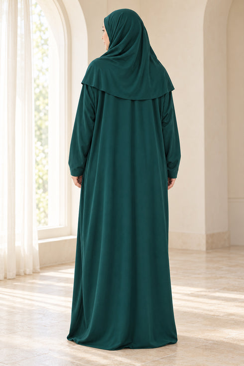 Women’s Muslim Prayer Dress Set with Hijab and Prayer Beads