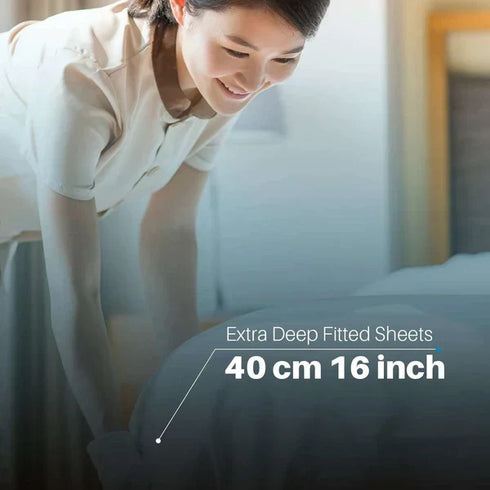 400 Thread Count Egyptian Cotton Extra Deep Fitted Sheets (40cm, White)