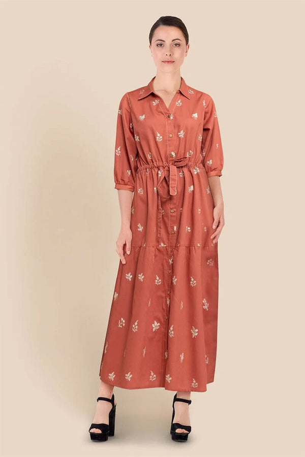 Khaadi Embroidered Cotton Maxi Dress WCWD23227