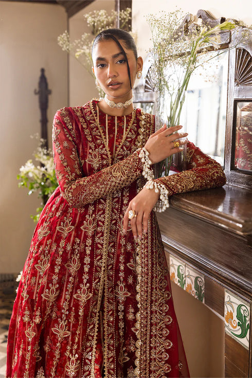 Afrozeh Emboridered Organza Suit Tearose