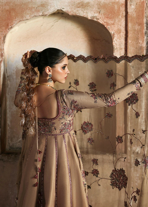 Hussain Rehar Embroidered Korean Raw Silk Suit Mahvash