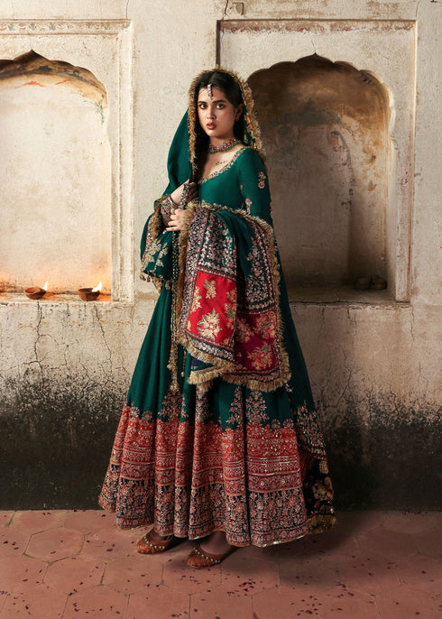 Hussain Rehar Embroidered Korean Raw Silk Suit Meherunissa