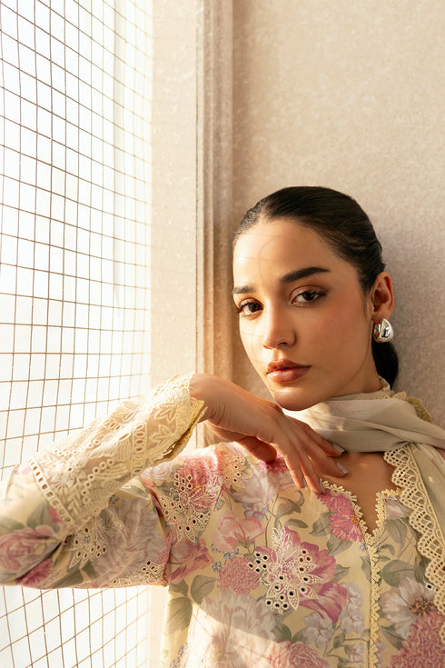 Afrozeh Lawn Suit Glow Streaked